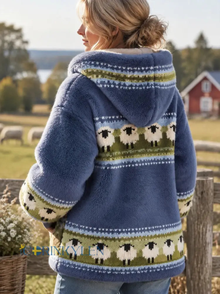 Svensk ängsfår flanelljacka med huva - som bild / S