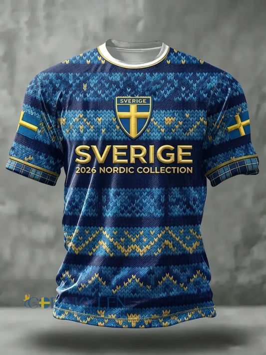 Svensk fotbollströja för män med korta ärmarna - blå / S