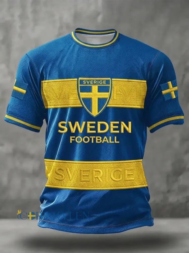 Svensk fotbollströja för män med korta ärmarna - blå / S
