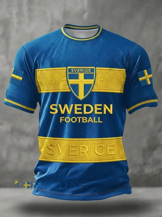 Svensk fotbollströja för män med korta ärmarna - blå / S