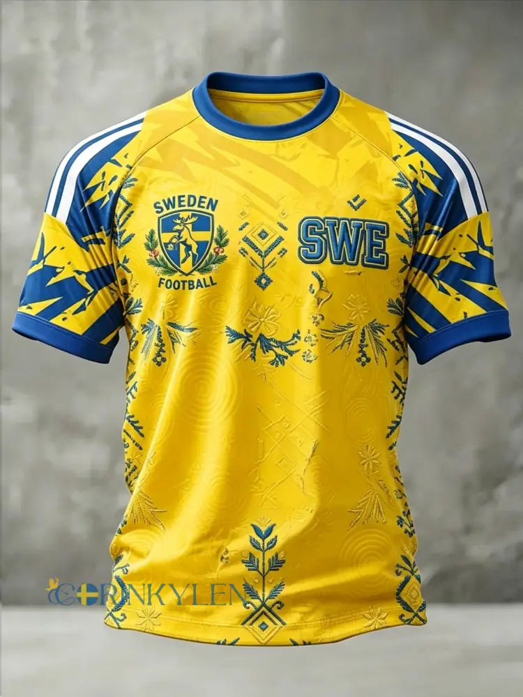 Svensk fotbollströja för män med korta ärmarna - gul / S