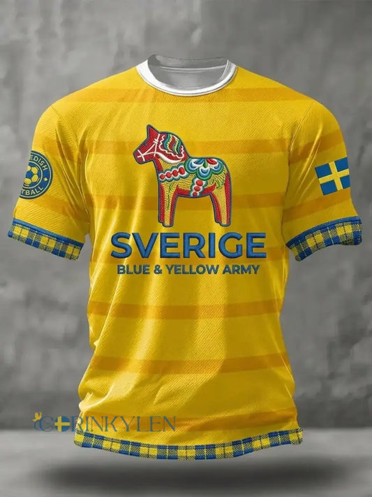 Svensk fotbollströja för män med korta ärmarna - gul / S