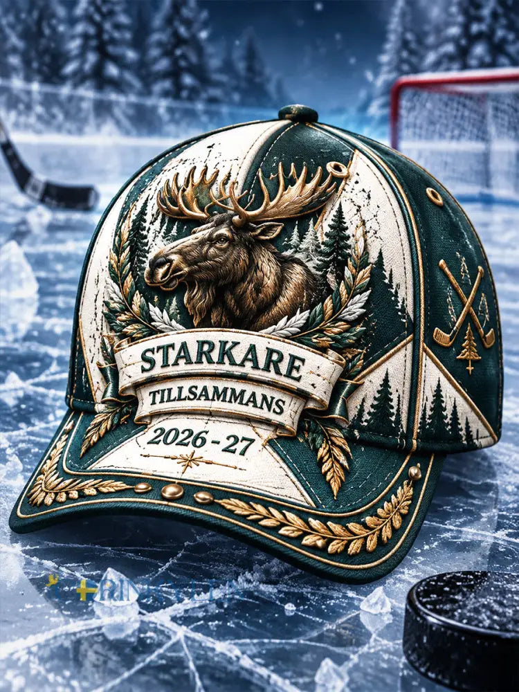 Svensk ishockeyklubb IF Björklöven lappstickningsmönstrad avslappnad mössa - flerlog / 58CM: