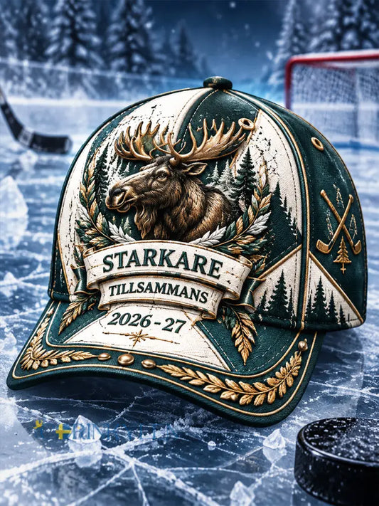 Svensk ishockeyklubb IF Björklöven lappstickningsmönstrad avslappnad mössa - flerlog / 58CM: