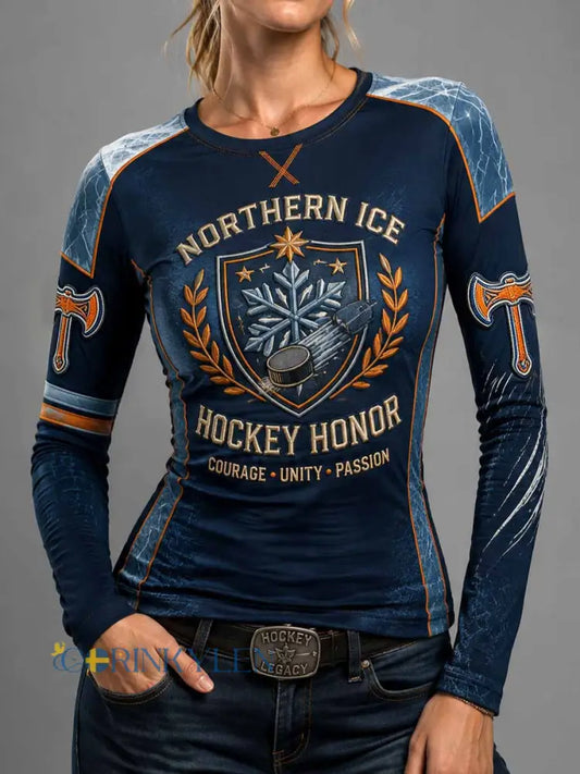 T-shirt med minnesgrafik för damishockey - som bild / S