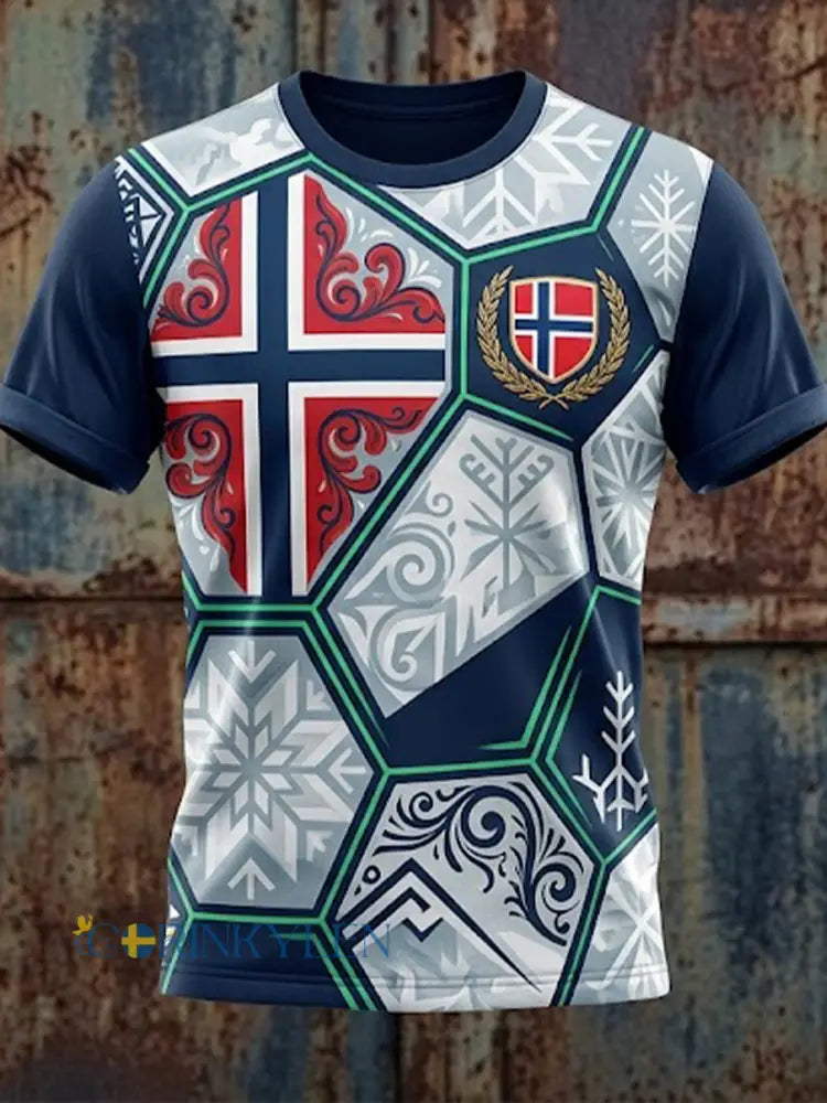 T-skjorte med grafisk trykk til fotballkamp for menn fra Norge - A / S
