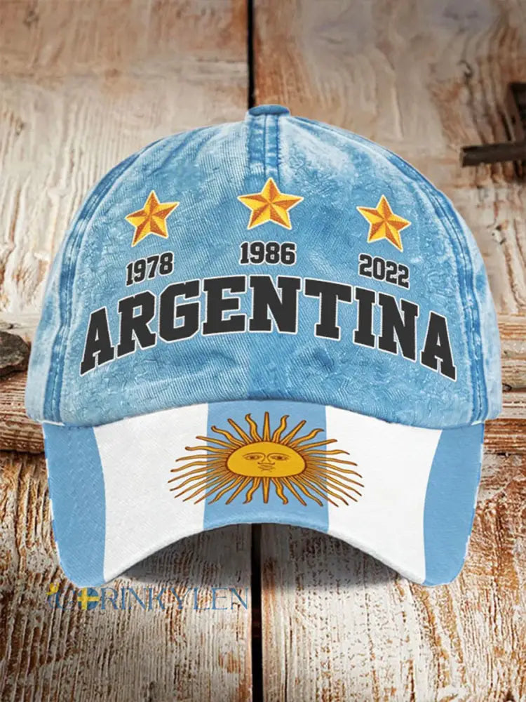 Unisex argentinska fotboll Print hatt - ljusblåa / ONE