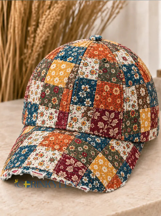 Unisex-hatt med konsttryck av blommor - flerlog / S