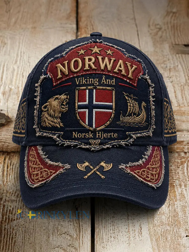 Unisex-hatt med norsk vikingtematisk patriotisk minneskonsttryck - A / ONE