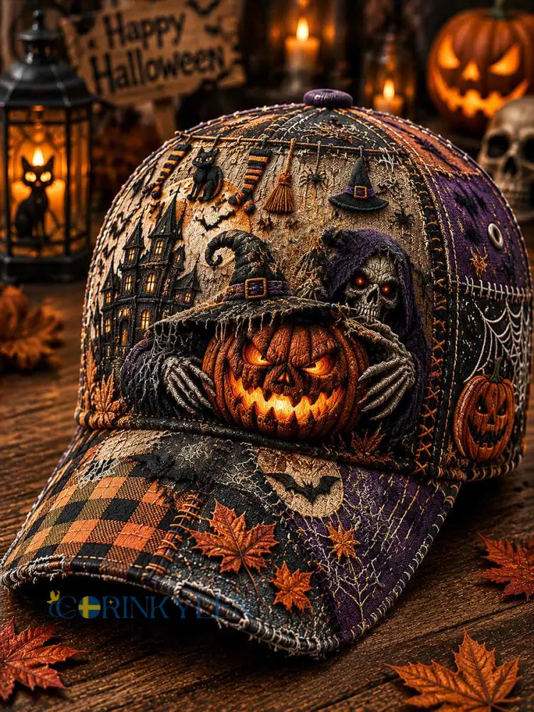 Unisex-hatt med retrohalloweenmönster och tryck - som bild / ONE