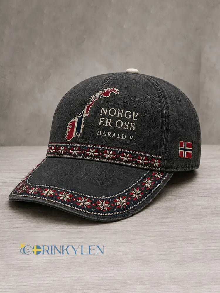 Unisex Norge KONUNG HARALD V T-tröja med tryck - mörk grå / ONE