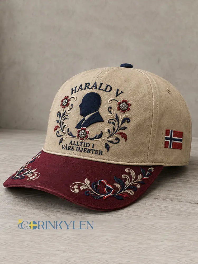 Unisex Norge KONUNG HARALD V T-tröja med tryck - röd / ONE