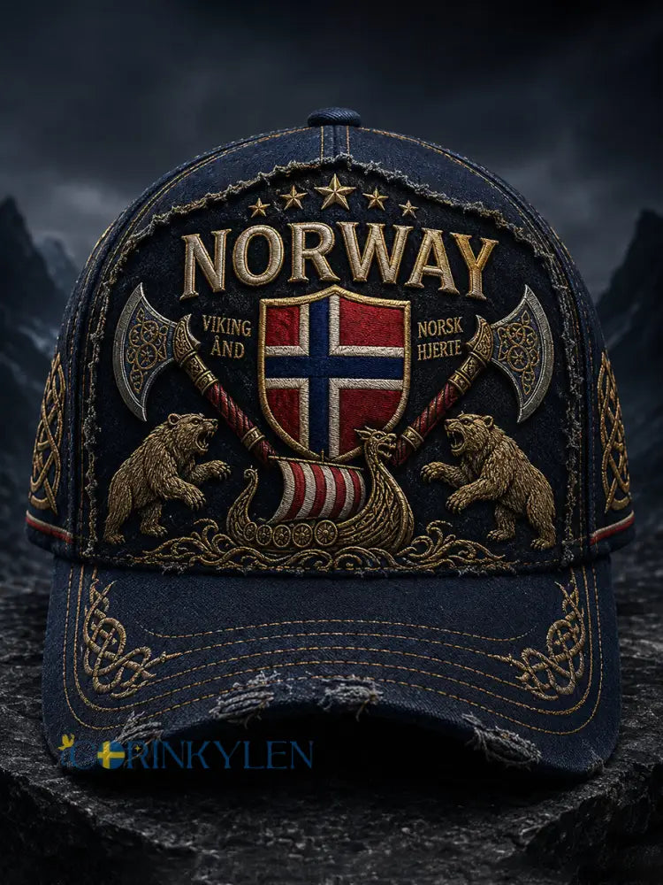 Unisex-patriotisk konsttryckshatt med norsk vikingmotiv - A / ONE
