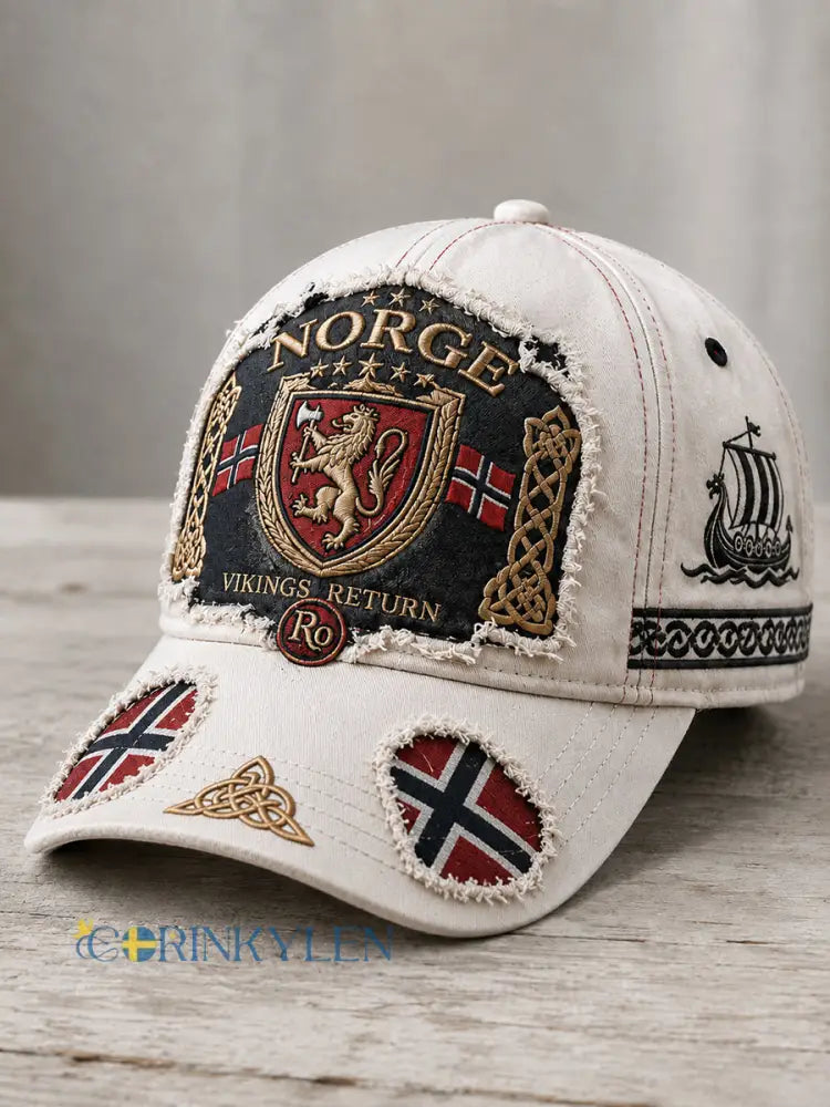 Unisex-patriotisk konsttryckshatt med norsk vikingmotiv - A / ONE