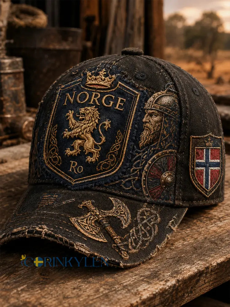 Unisex-patriotisk konsttryckshatt med norsk vikingmotiv - A / ONE
