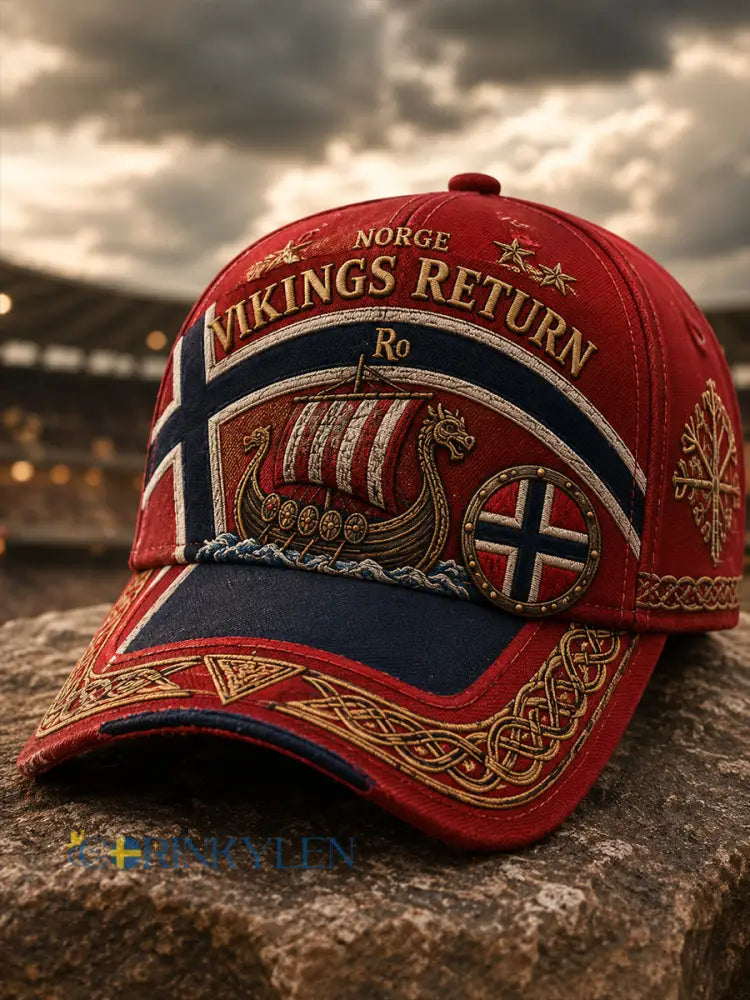 Unisex-patriotisk konsttryckshatt med norsk vikingmotiv - A / ONE