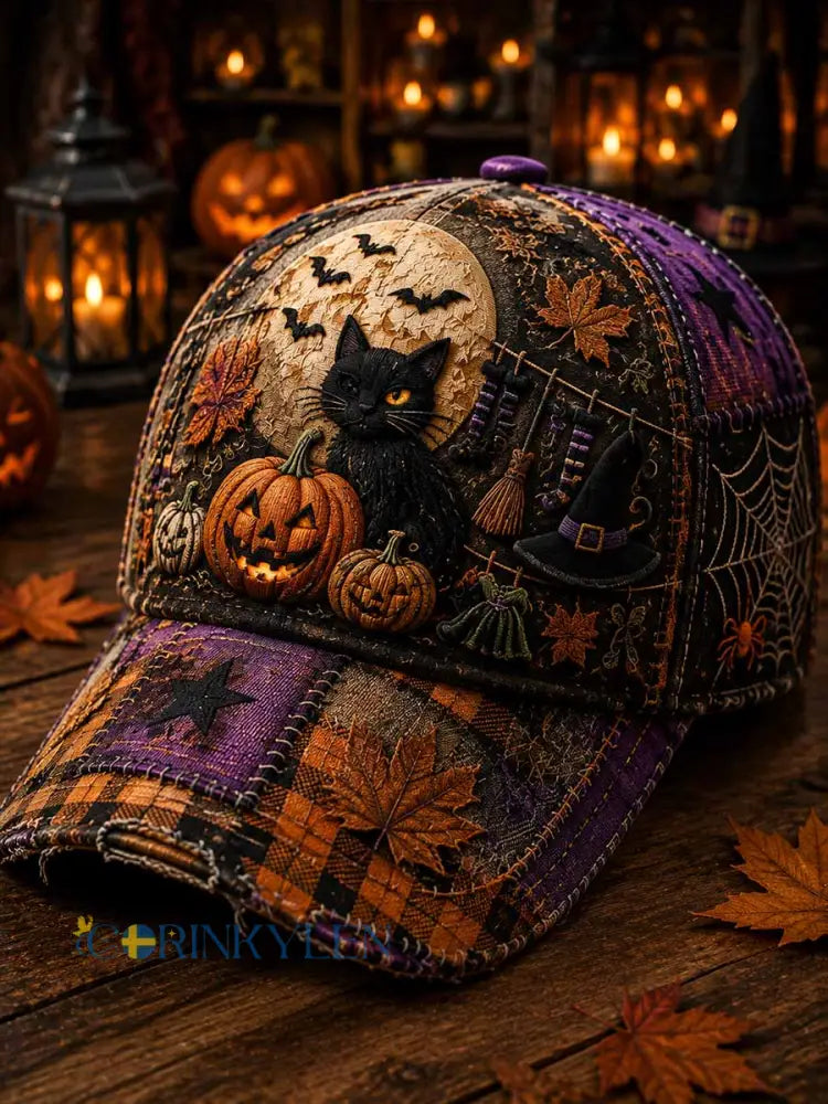 Unisex Retro Halloween mönster Skriv ut hatt - som bild / ONE