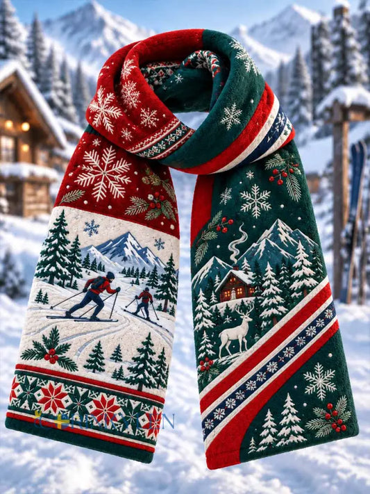 Unisex retrovinterhalsduk med tryckt mönster - som bild / ONE