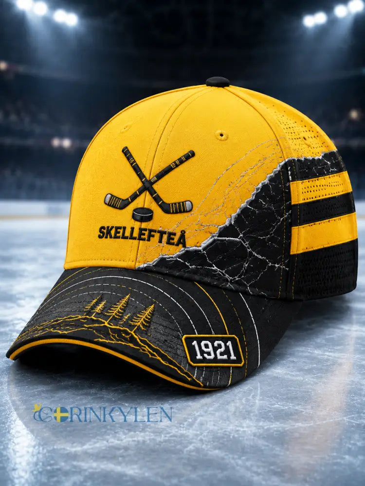 Unisex Skellefteå AIK-huvtröja med tryck - svart- gul / S