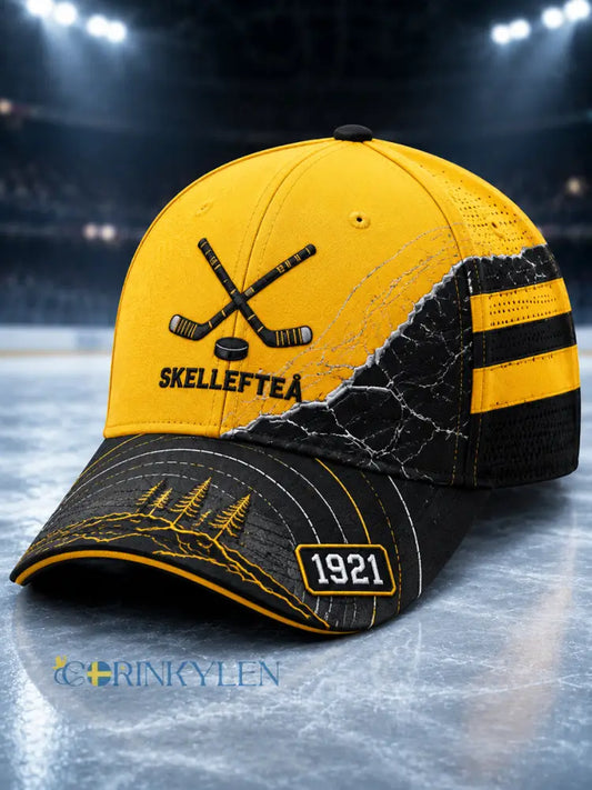 Unisex Skellefteå AIK-huvtröja med tryck - svart- gul / S