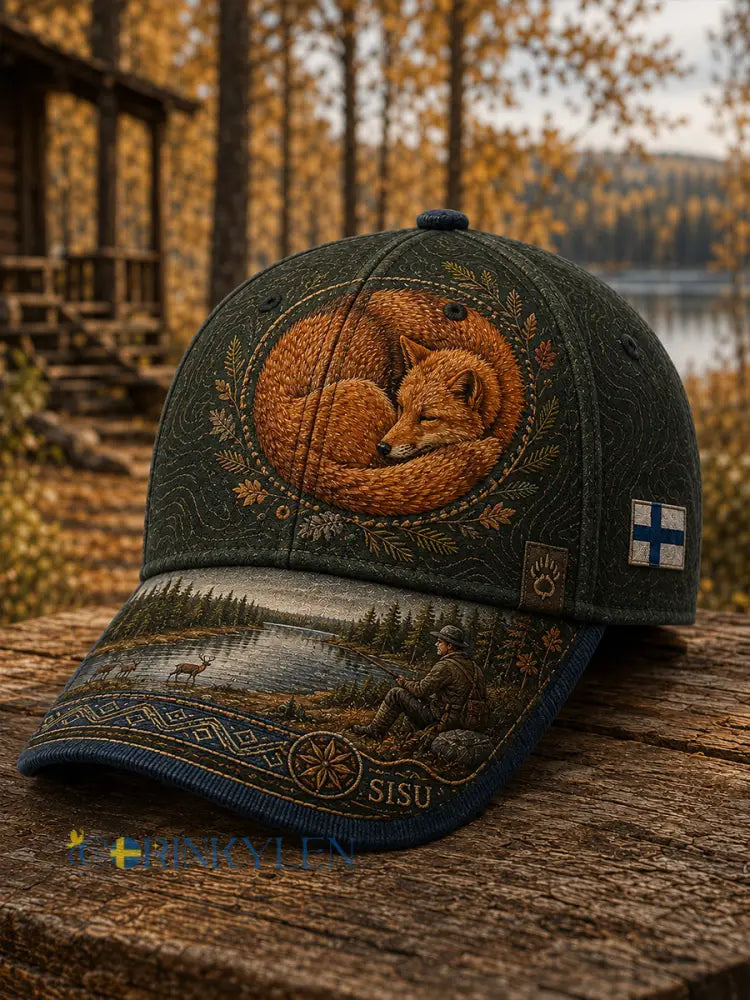 Unisex Vintage Finsk Nordisk Hunds Konsttryck Avslappnad Mössa - A / ONE
