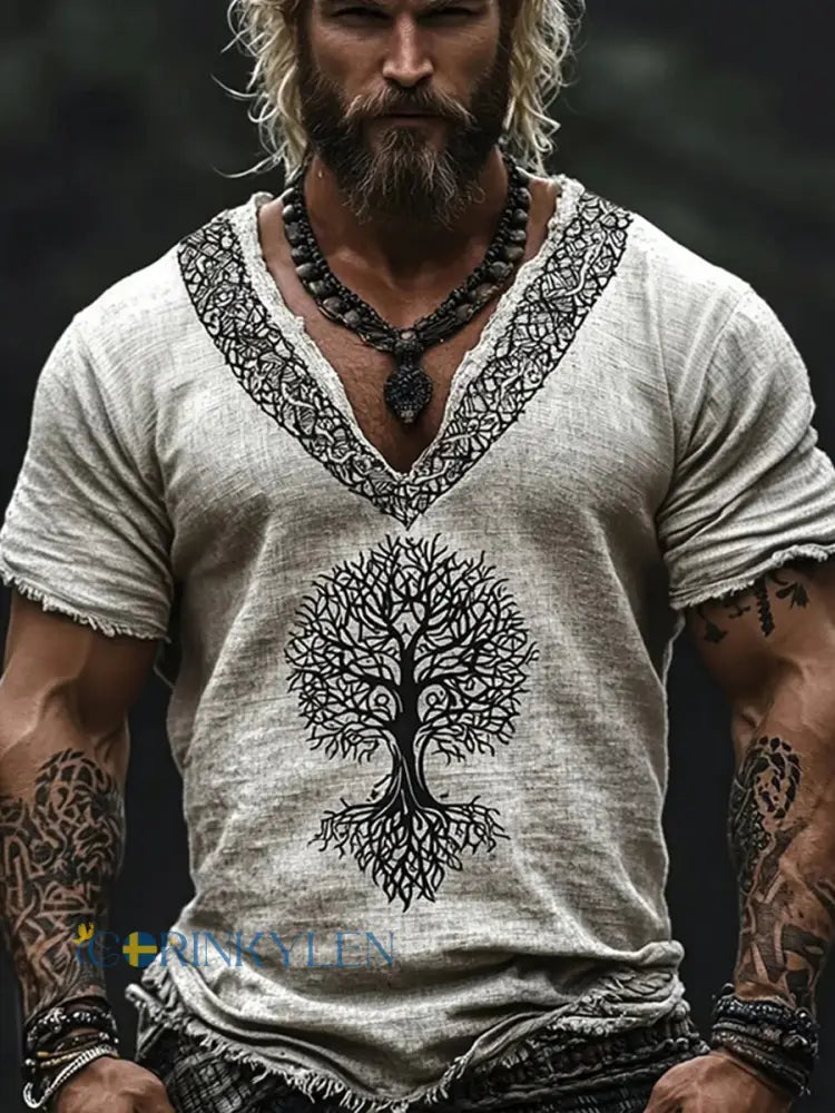 Viking bomull och linne T-shirt - kräkvit / S