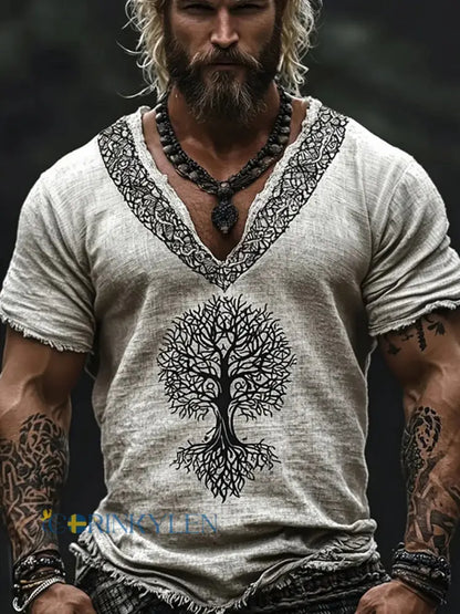 Viking bomull och linne T-shirt - kräkvit / S