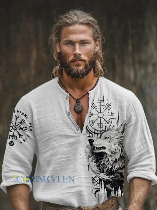 Viking bomull och linne topp - vitt / S