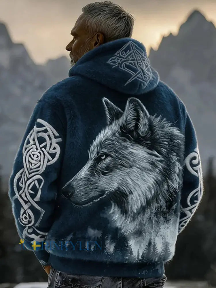 Viking Flannel Hoodie för män - blå / S