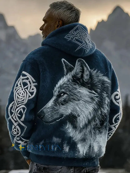 Viking Flannel Hoodie för män - blå / S