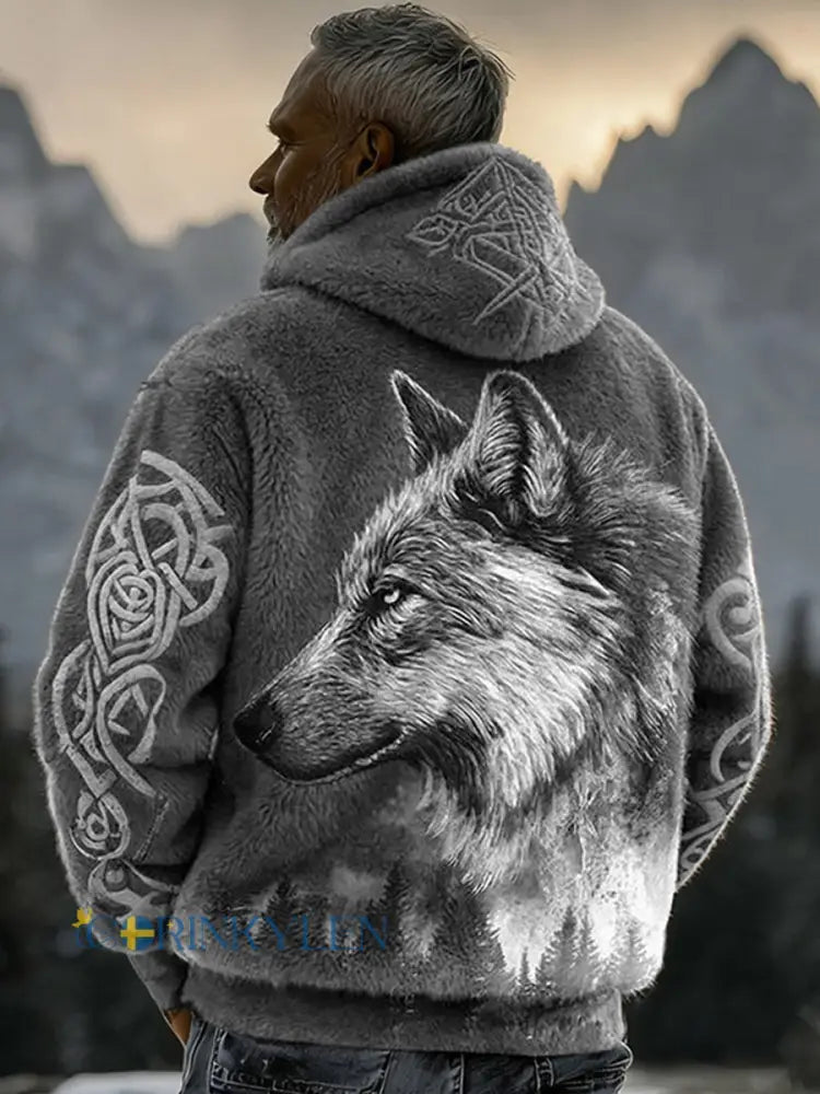 Viking Flannel Hoodie för män - grå / S