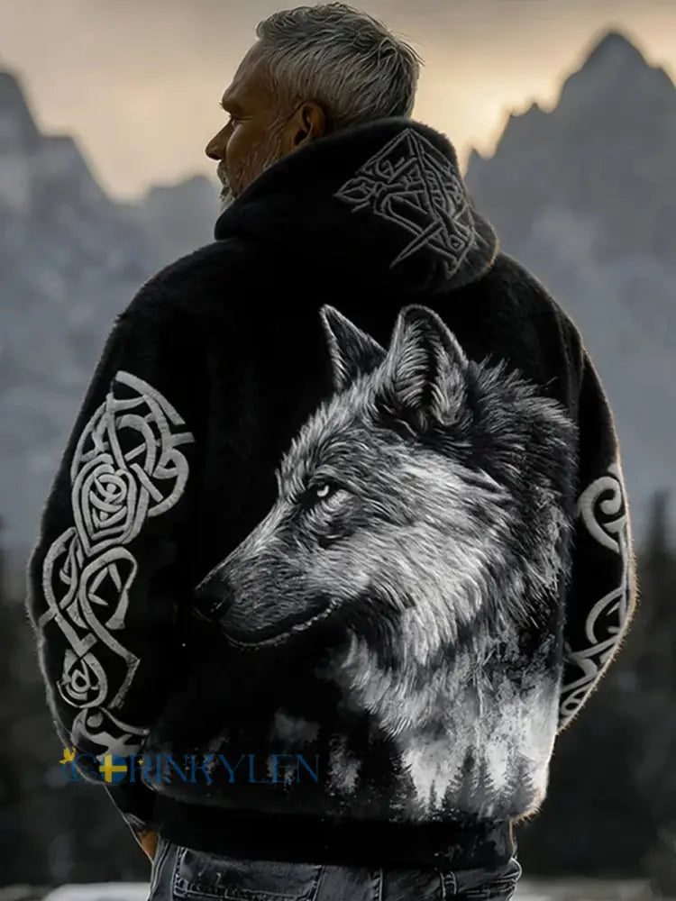 Viking Flannel Hoodie för män - svart / S