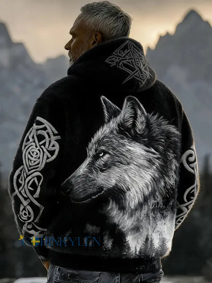 Viking Flannel Hoodie för män - svart / S