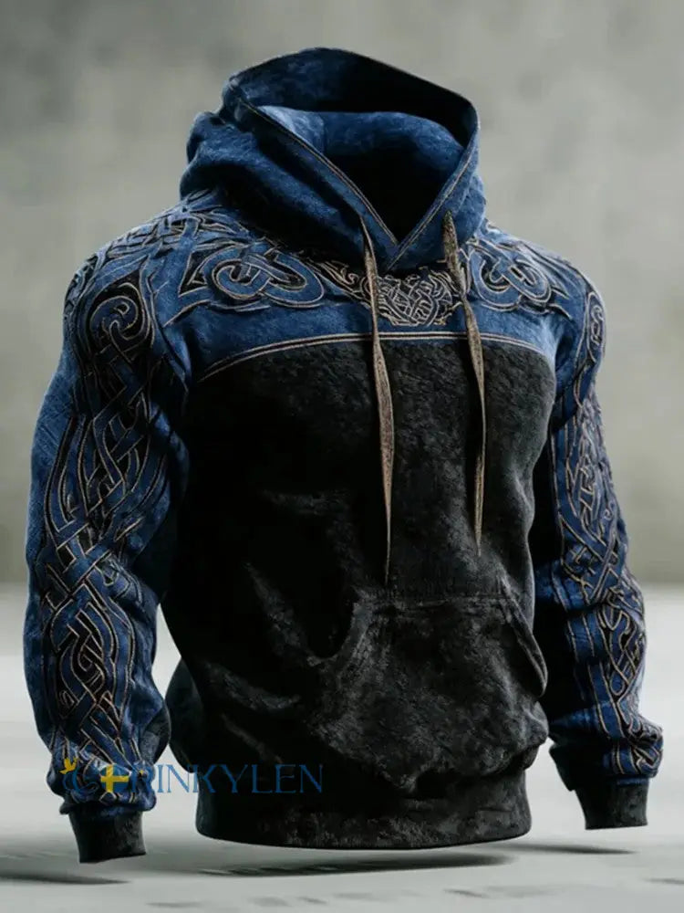 Viking tryckt Hoodie för män - som bild / S