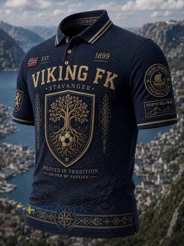Vintage fotbollslag grafiskt tryckt polotröja för män - som bild / M