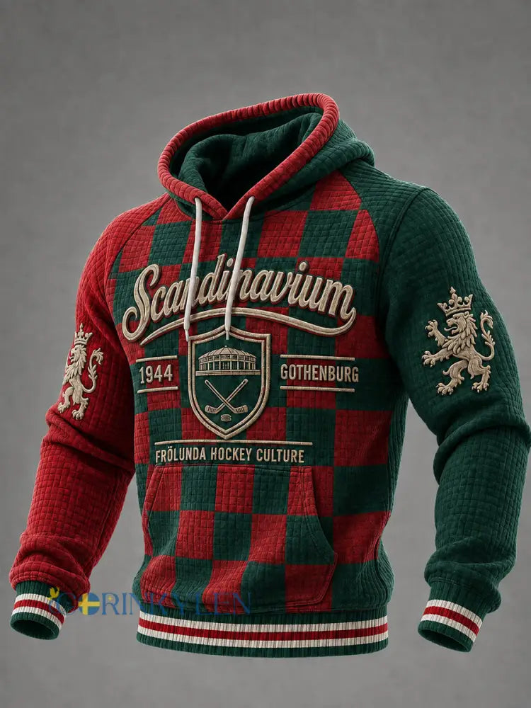 Vintage Göteborg Hockey Checkered Patchwork Hoodie. - som bild / S