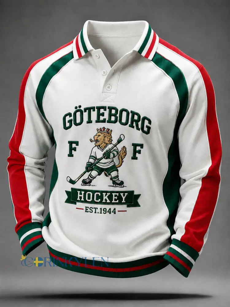 Vintage Göteborg Hockey Patchwork Casual Polo tröja - som bild / S