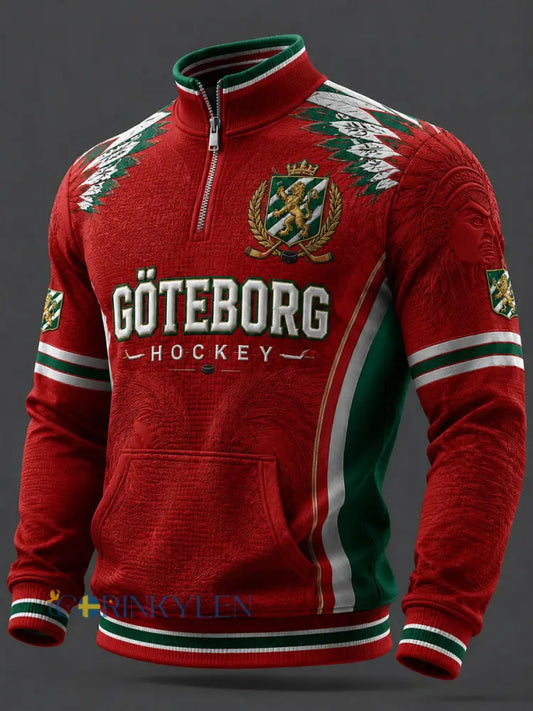 Vintage Göteborg Hockey Pride sweatshirt med dragkedja och våffelstickning - som bild / S