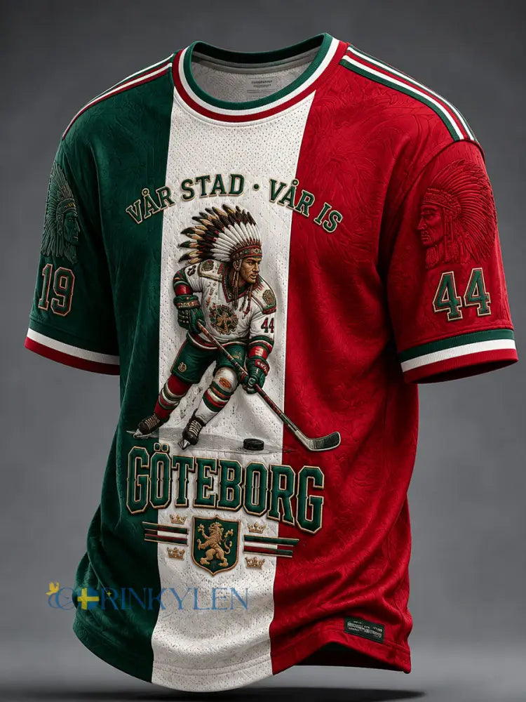 Vintage Göteborg Hockey Stripad T-shirt - som bild / S