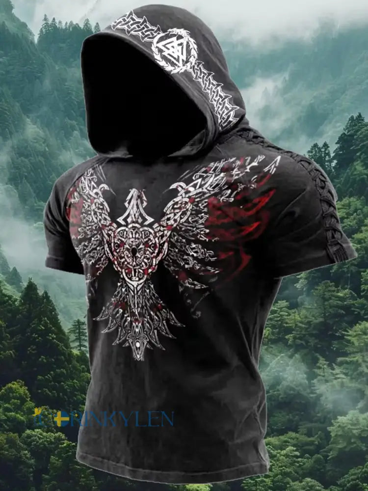 Vintage nordiskt folkkonsttryck i vikingastil – avslappnad hoodie - A / S