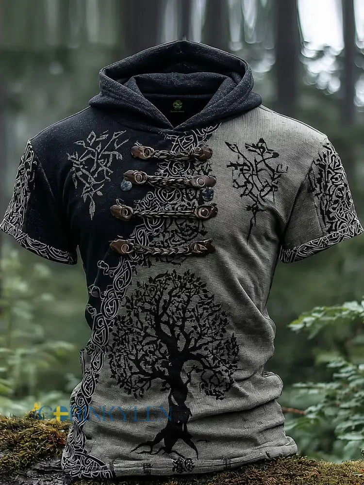 Vintage nordiskt folkkonsttryck i vikingastil – avslappnad hoodie - A / S