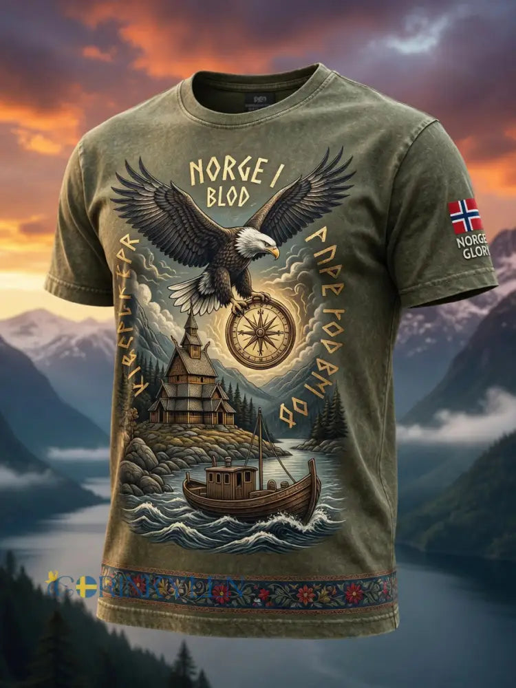 Vintage norska Totem Konst Casual T-shirt - som bild / S