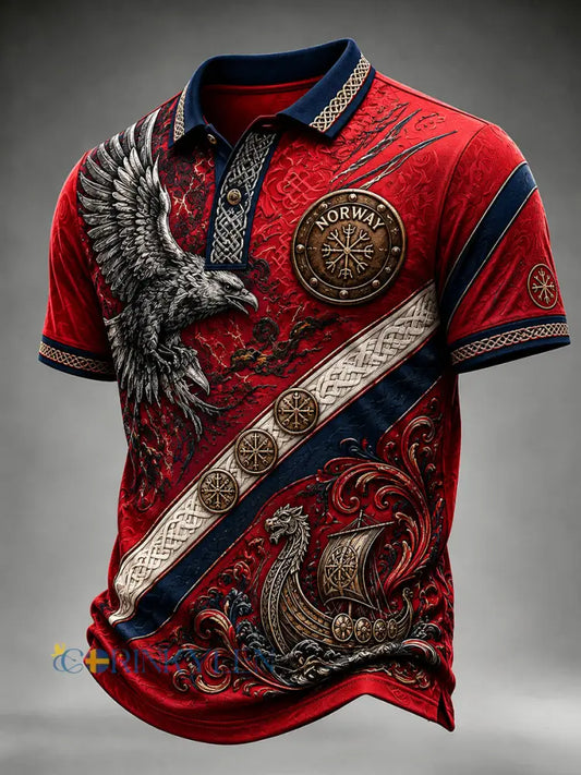 Vintage-stil Norska VikingScandinavianNordisk konst Print Casual Polo Skjorta - A / S