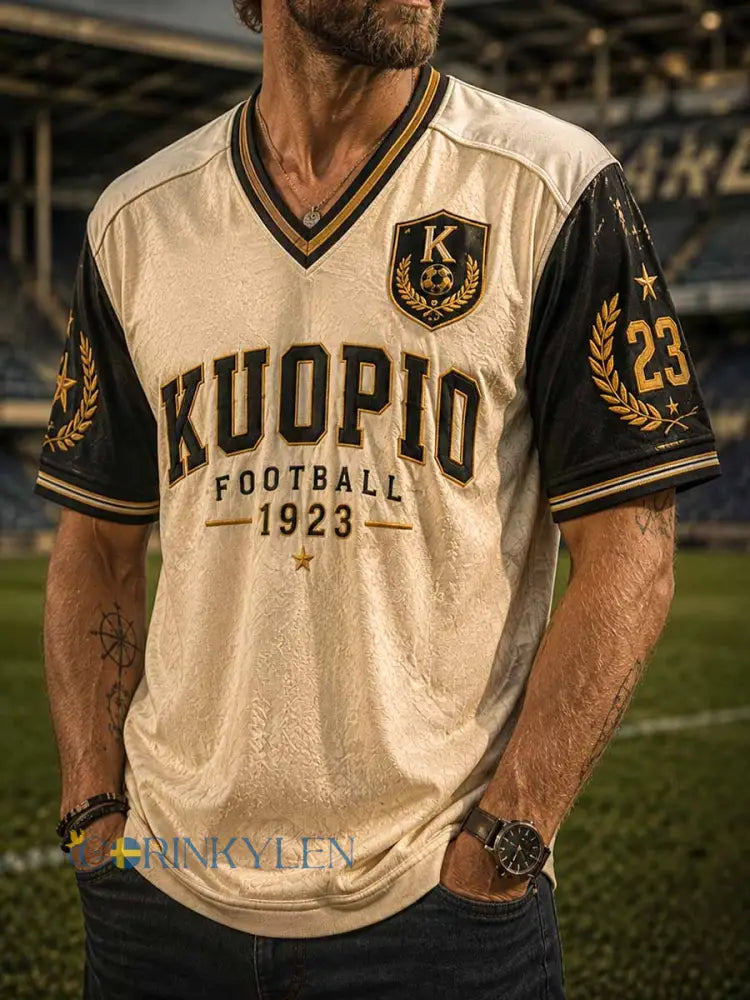 Vintage-T-shirt för herrar med tryck av fotbollslaget KuPS - som bild / S