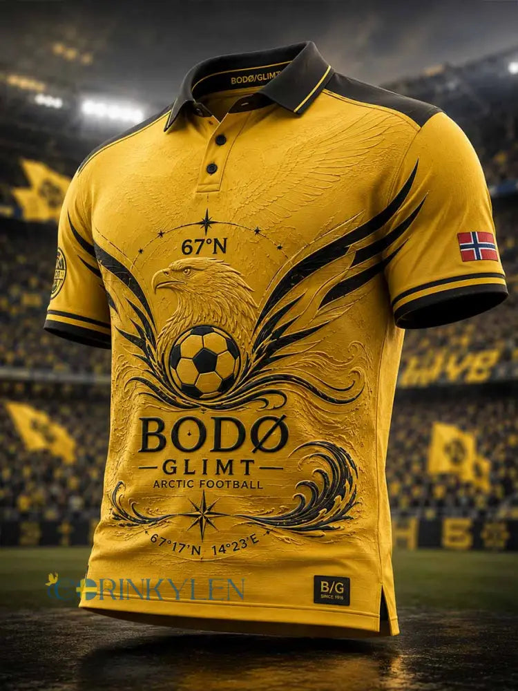 Vintage-tryckt polotröja för män med fotbollslag från Bodø - som bild / S
