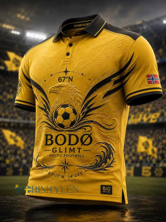 Vintage-tryckt polotröja för män med fotbollslag från Bodø - som bild / S