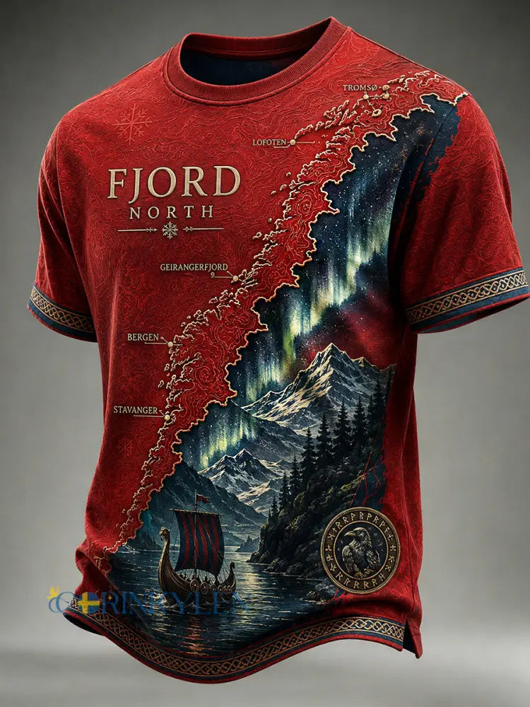 Vintagestil norsk viking skandinavisk nordisk konsttryck avslappnad t-shirt - A / S
