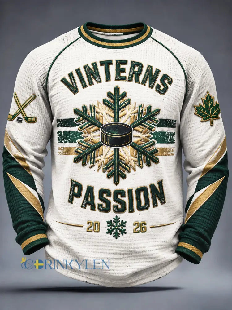 Vit Ishockey IF Björklöven Patchwork Skriv ut Casual Sweatshirt - vitt / S